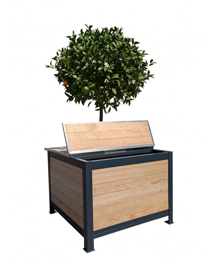 Composteur biodéchets Arbocycle avec ouverture pour dépôt des déchets organiques