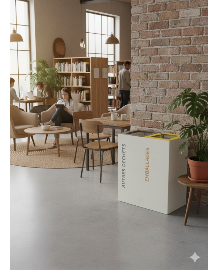 Poubelle de tri sélectif TERABIFLEX à 2 bacs pour espaces professionnels