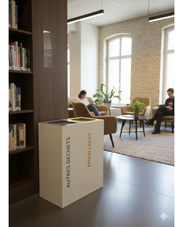 Collecteur de tri sélectif TERABIFLEX à deux bacs pour bureaux