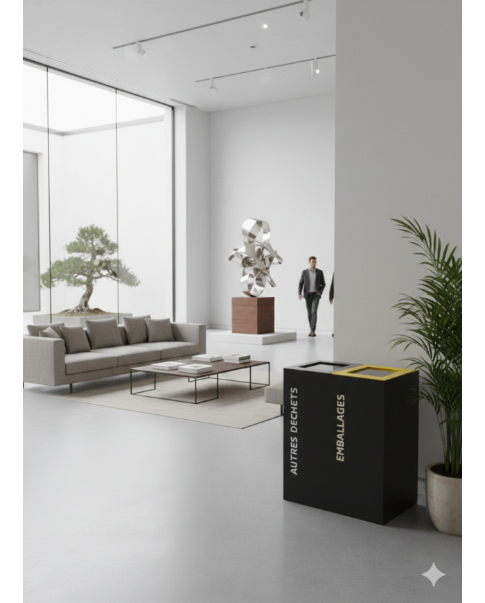 Poubelle de tri sélectif TERABIFLEX avec deux bacs intégrés