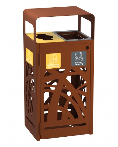 Poubelle tri sélectif TERABEL 2 x 60 L - Corten Mat - Extérieur