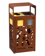 Poubelle tri sélectif TERABEL 2 x 60 L - Corten Mat - Extérieur