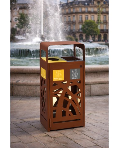 Poubelle tri sélectif TERABEL 2 x 60 L - Corten Mat - Extérieur