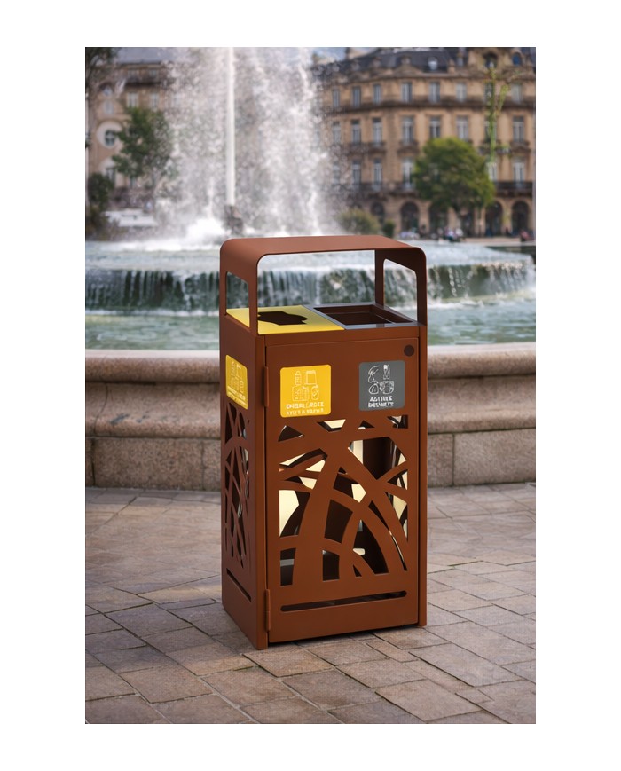 Poubelle tri sélectif TERABEL 2 x 60 L - Corten Mat - Extérieur Poubelle tri sélectif TERABEL 2 x 60 L - Corten Mat - Extérieur