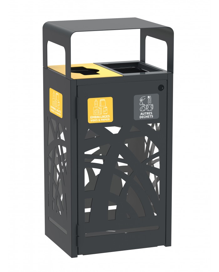 Poubelle tri sélectif TERABEL 2 x 60 L - Anthracite Mat - Extérieur