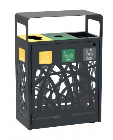 Poubelle tri sélectif TERABEL 3 x 60 L - Anthracite Mat - Extérieur