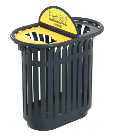 Poubelle tri sélectif TERALIP 2 x 60 L - Avec Totem - Anthracite Mat - Extérieur