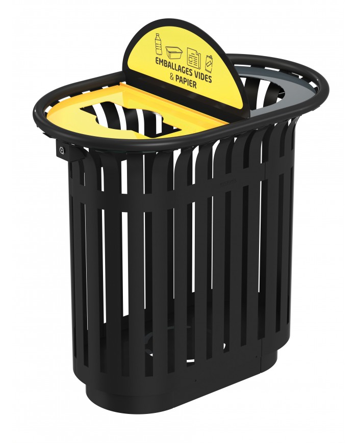 Poubelle tri sélectif TERALIP 2 x 60 L - Avec Totem - Gris Manganèse - Extérieur