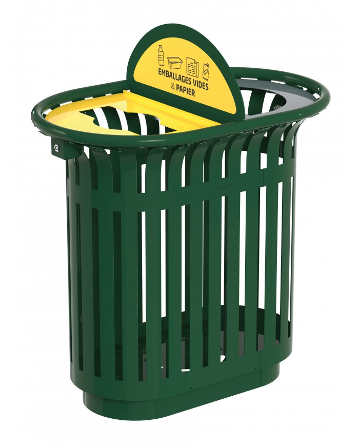 Poubelle tri sélectif TERALIP 2 x 60 L - Avec Totem - Vert Mousse - Extérieur