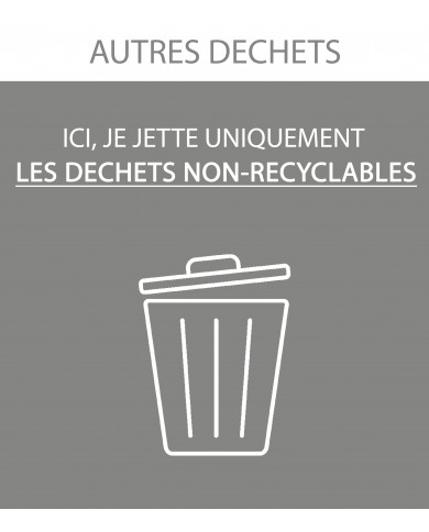 Sticker adhésif GRIS pour plaque signalétique poubelle tri sélectif TERAFLEX - Flux Autres déchets