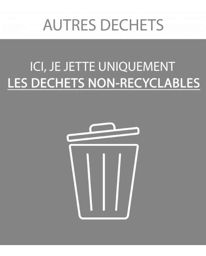 Sticker adhésif GRIS pour plaque signalétique poubelle tri sélectif TERAFLEX - Flux Autres déchets