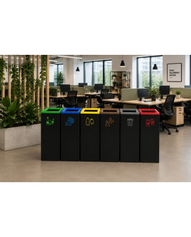 Corbeille tri sélectif en acier 60L